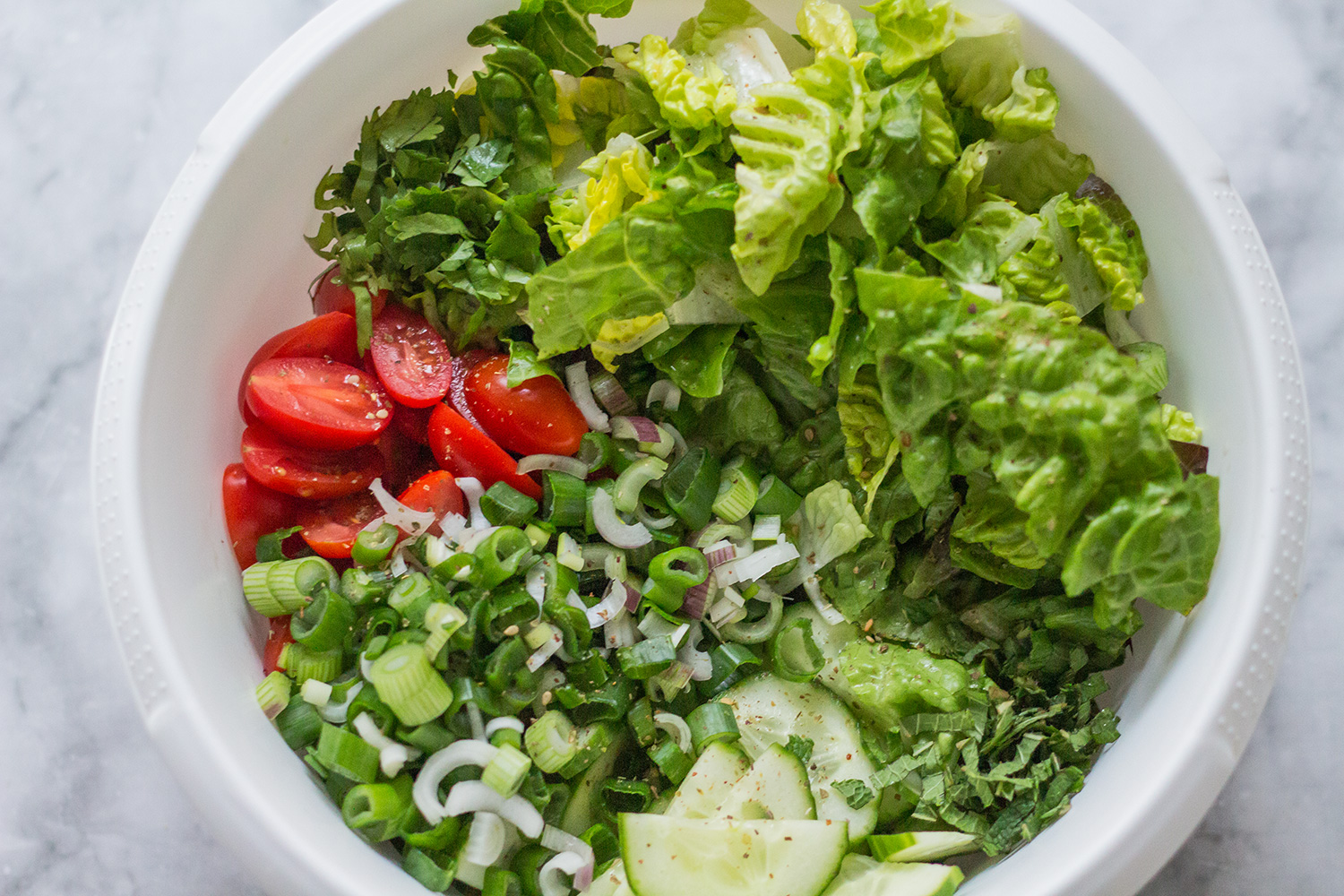 Fattoush Salat Zutaten Schüssel
