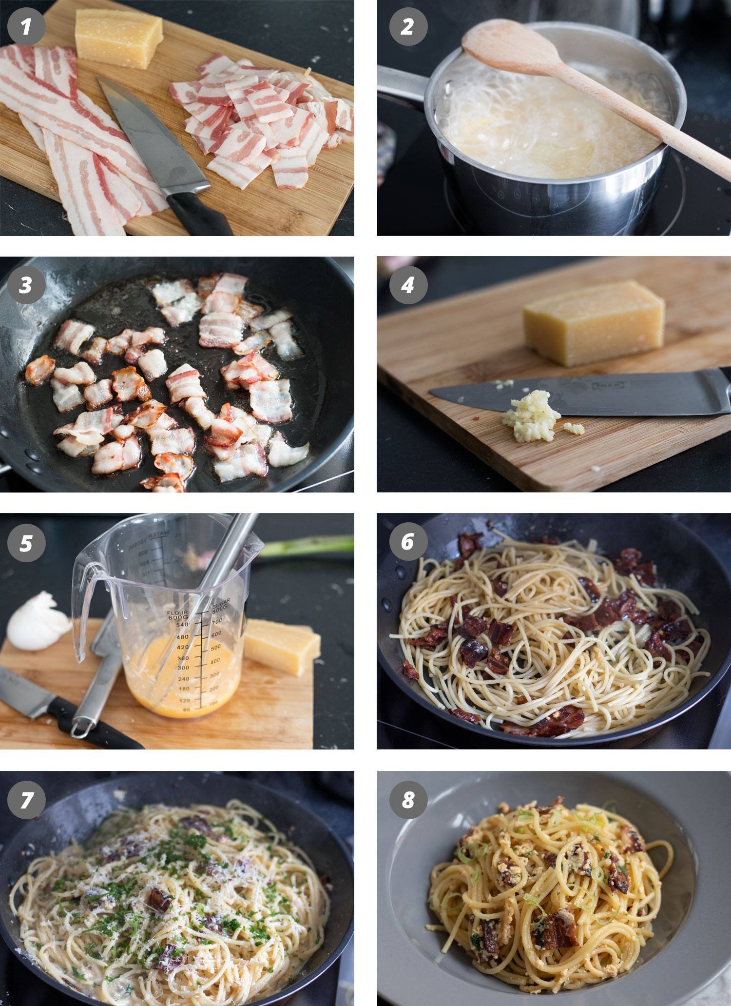 Spaghetti Carbonara Zubereitung Schritte