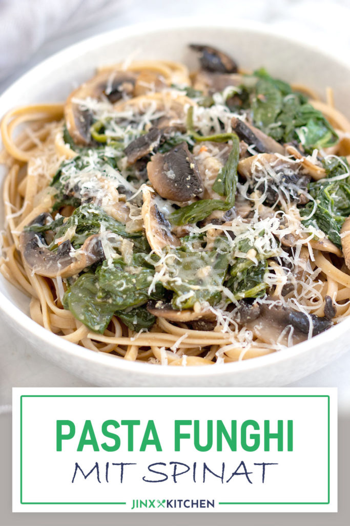 Pasta Funghi mit Spinat Pinterest
