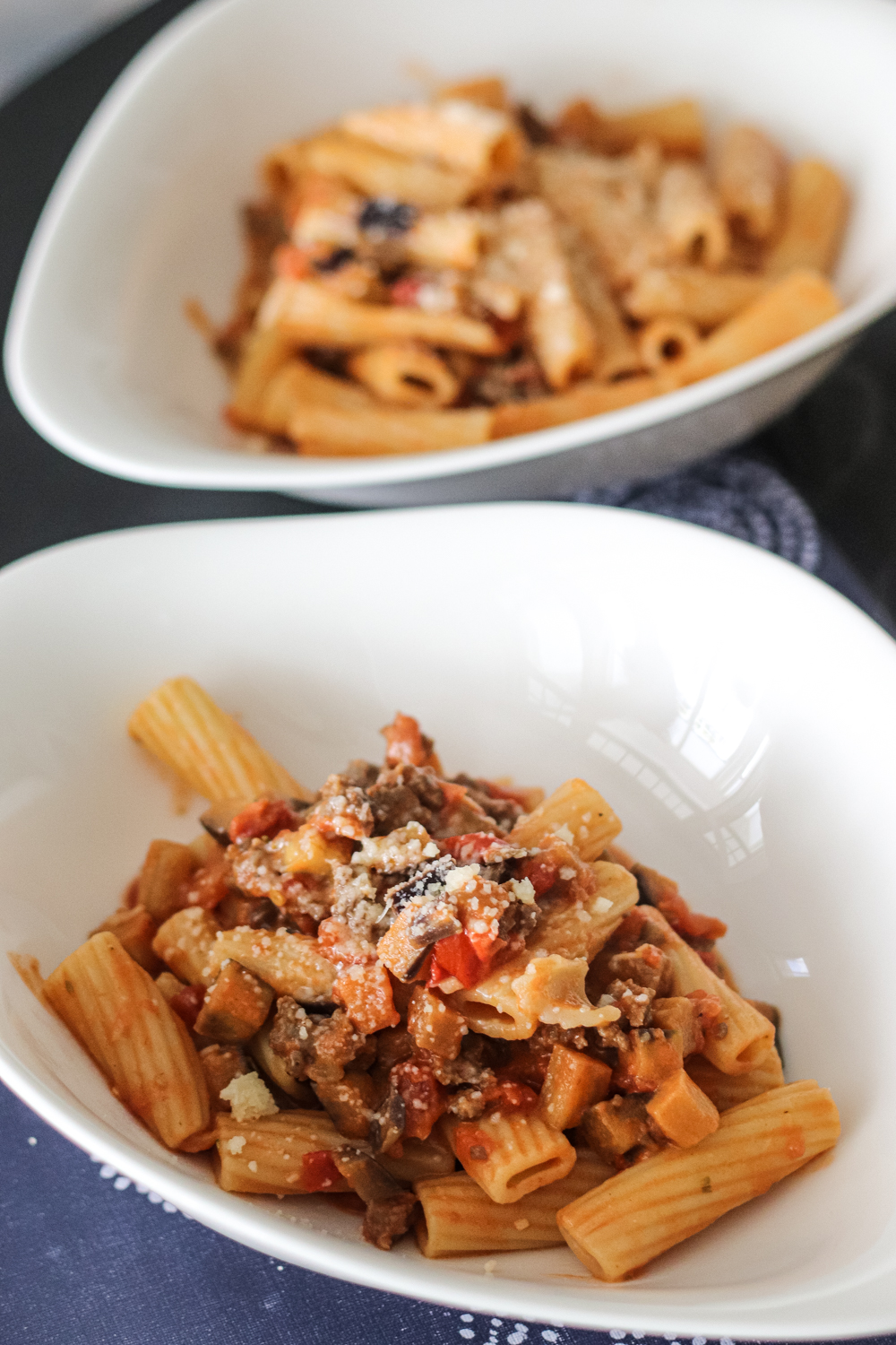 Pasta Aubergine Hackfleisch Sauce